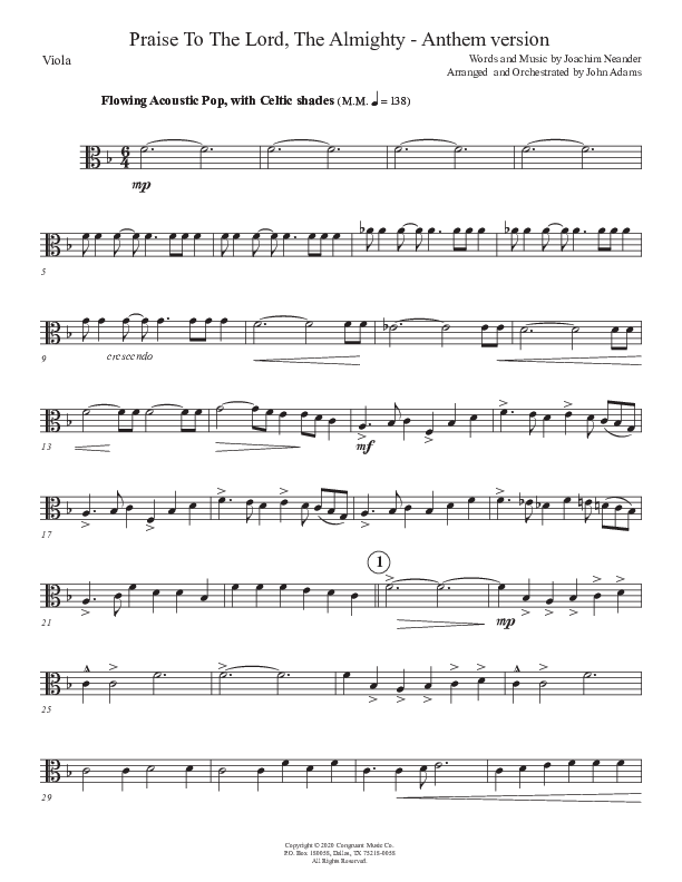 Praise To The Lord The Almighty (Anthem Version) Viola (John Adams)