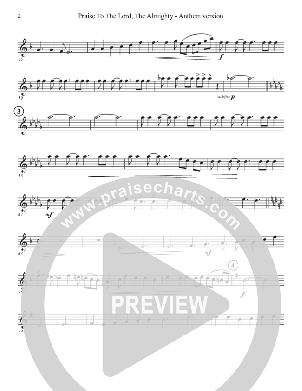 Praise To The Lord The Almighty (Anthem Version) Violin 1 (John Adams)