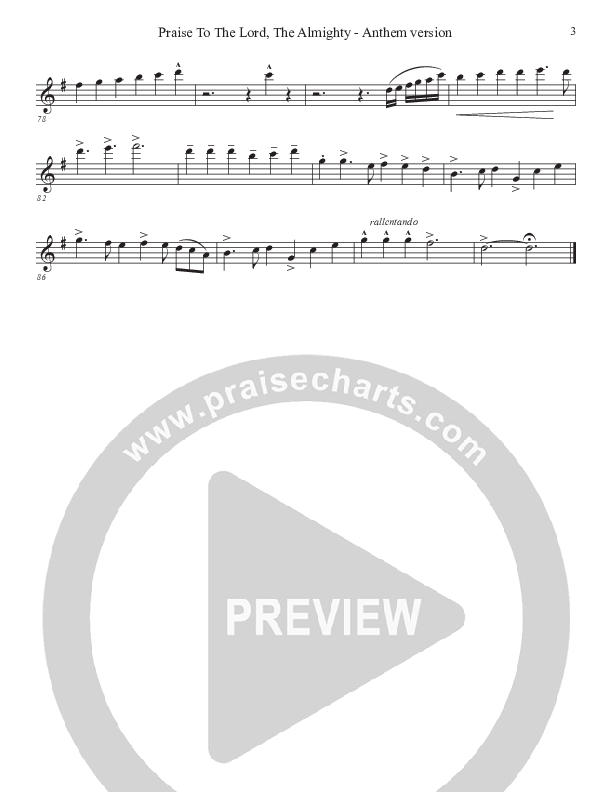 Praise To The Lord The Almighty (Anthem Version) Violin 1 (John Adams)