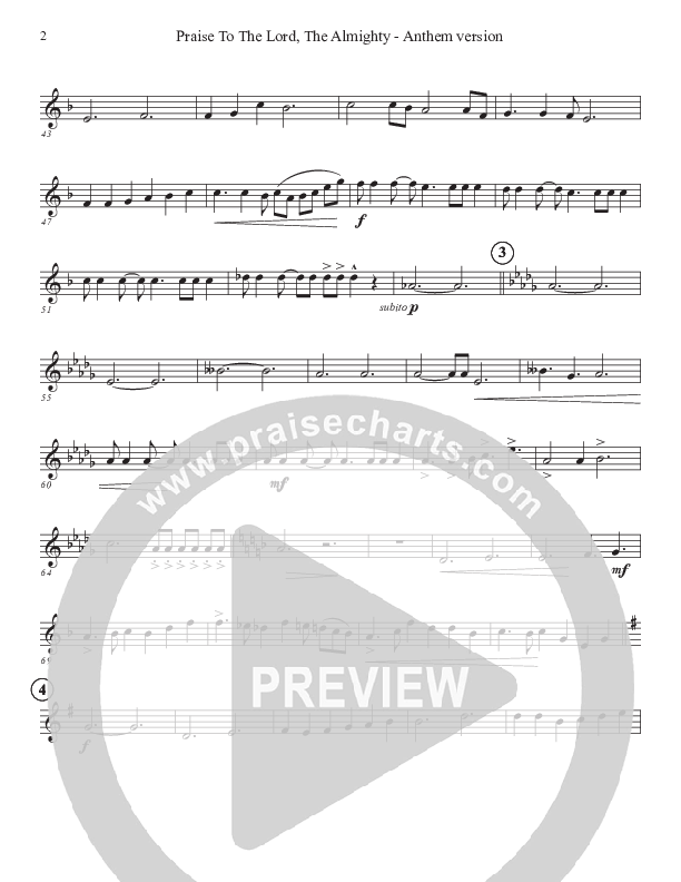 Praise To The Lord The Almighty (Anthem Version) Violin 2 (John Adams)