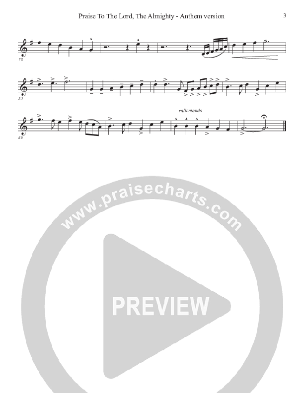 Praise To The Lord The Almighty (Anthem Version) Violin 2 (John Adams)