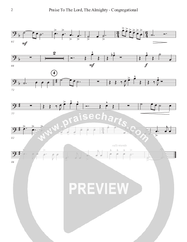 Praise To The Lord The Almighty (Congregational Version) Bassoon 1/2 (John Adams)
