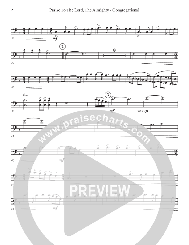 Praise To The Lord The Almighty (Congregational Version) Cello (John Adams)