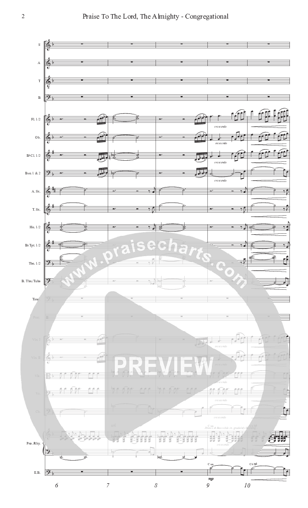 Praise To The Lord The Almighty (Congregational Version) Conductor's Score (John Adams)