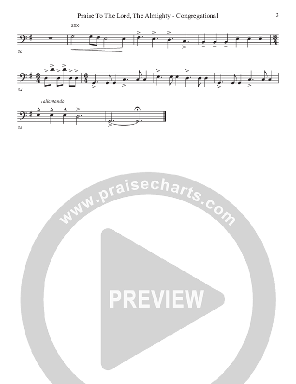 Praise To The Lord The Almighty (Congregational Version) Double Bass (John Adams)