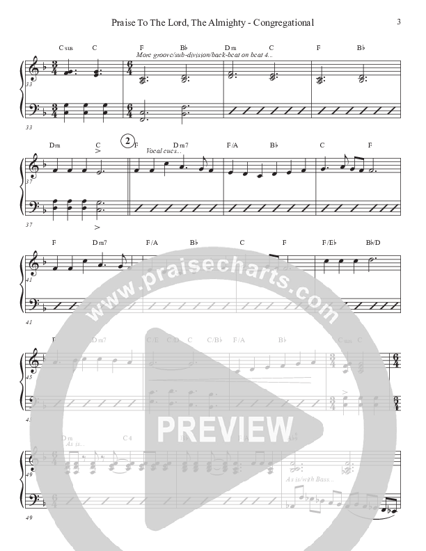 Praise To The Lord The Almighty (Congregational Version) Rhythm Chart (John Adams)