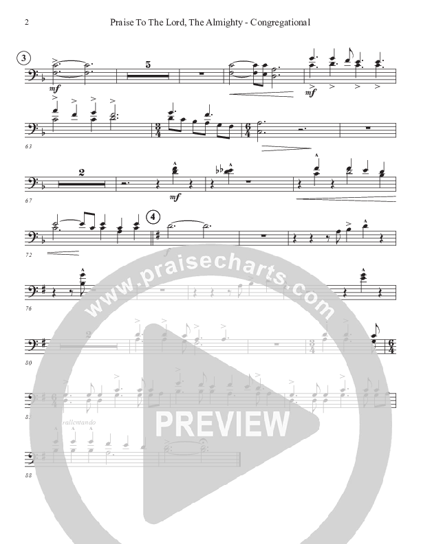 Praise To The Lord The Almighty (Congregational Version) Trombone 1/2 (John Adams)