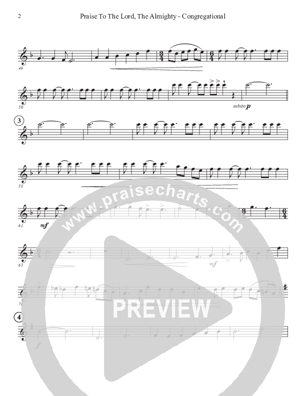 Praise To The Lord The Almighty (Congregational Version) Violin 1 (John Adams)