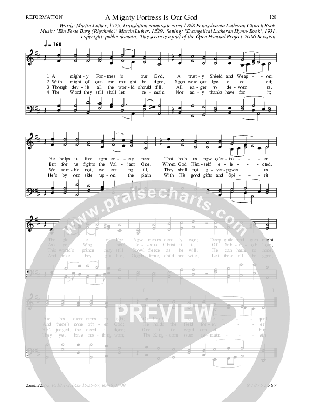 A Mighty Fortress Is Our God (Rhythmic Version) Hymn Sheet (SATB) (Traditional Hymn)