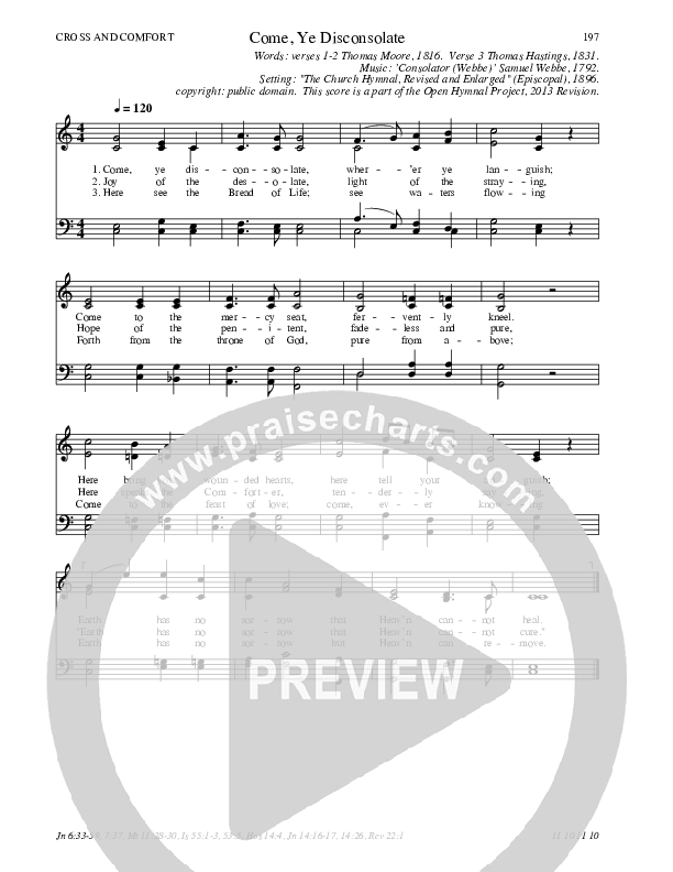 Come Ye Disconsolate Hymn Sheet (SATB) (Traditional Hymn)