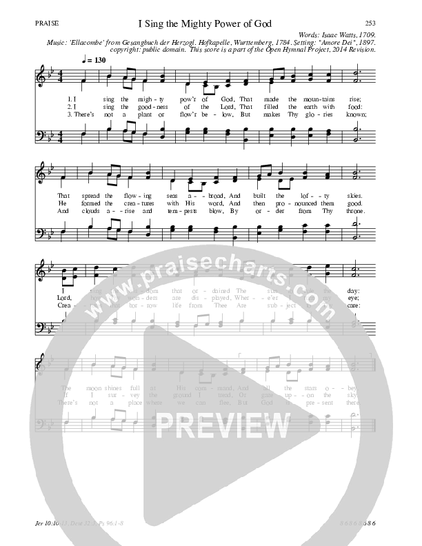 I Sing The Mighty Power Of God Hymn Sheet (SATB) (Traditional Hymn)
