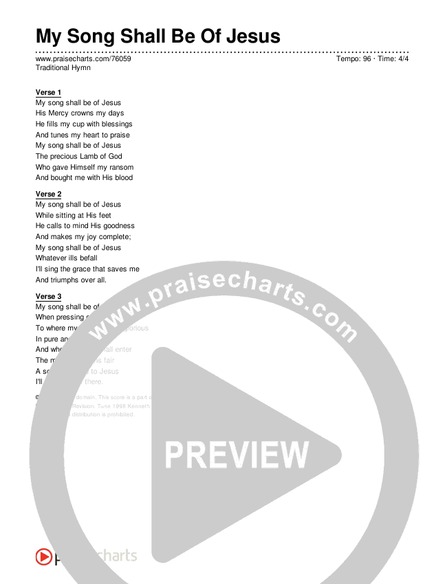 My Song Shall Be Of Jesus Lyrics (Traditional Hymn)