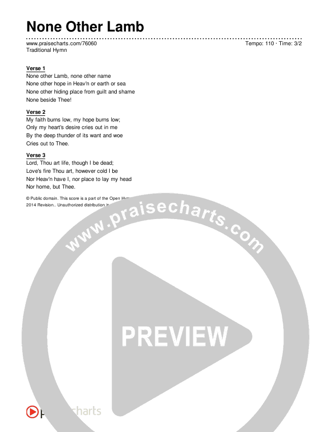 None Other Lamb Lyrics (Traditional Hymn)