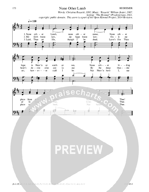 None Other Lamb Hymn Sheet (SATB) (Traditional Hymn)