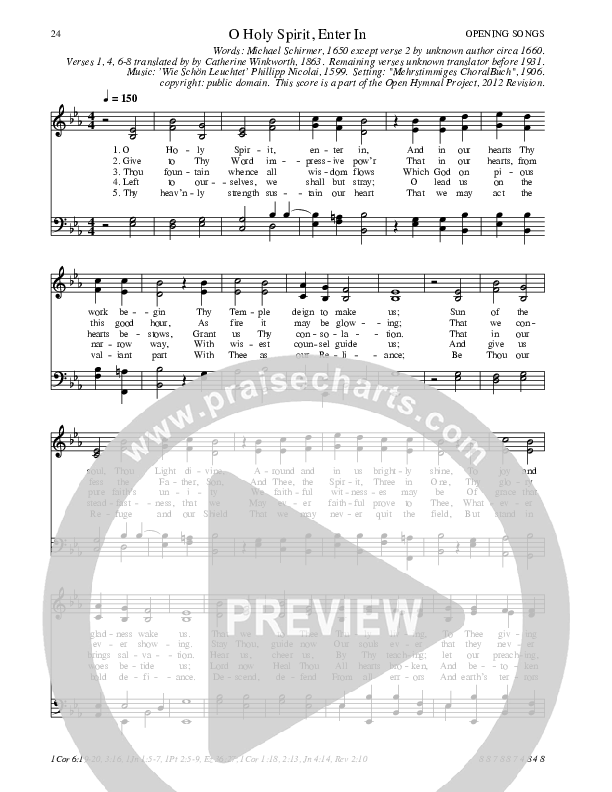 O Holy Spirit Enter In Hymn Sheet (SATB) (Traditional Hymn)