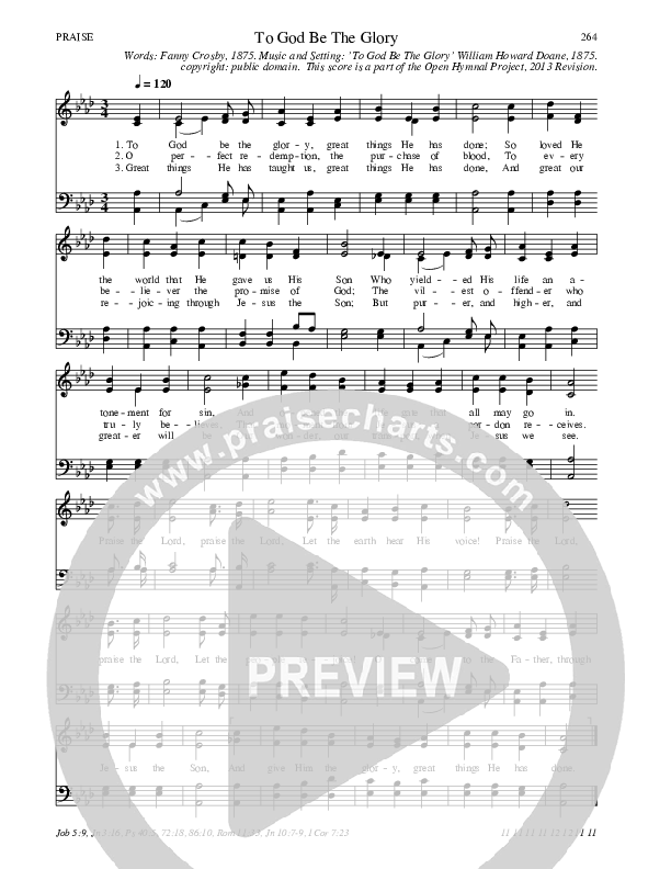 To God Be The Glory Hymn Sheet (SATB) (Traditional Hymn)