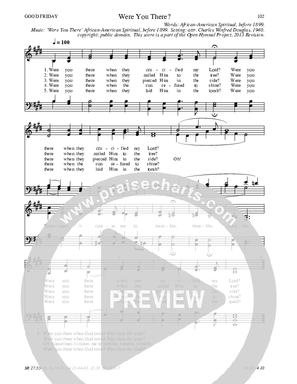 Were You There Hymn Sheet (SATB) (Traditional Hymn)