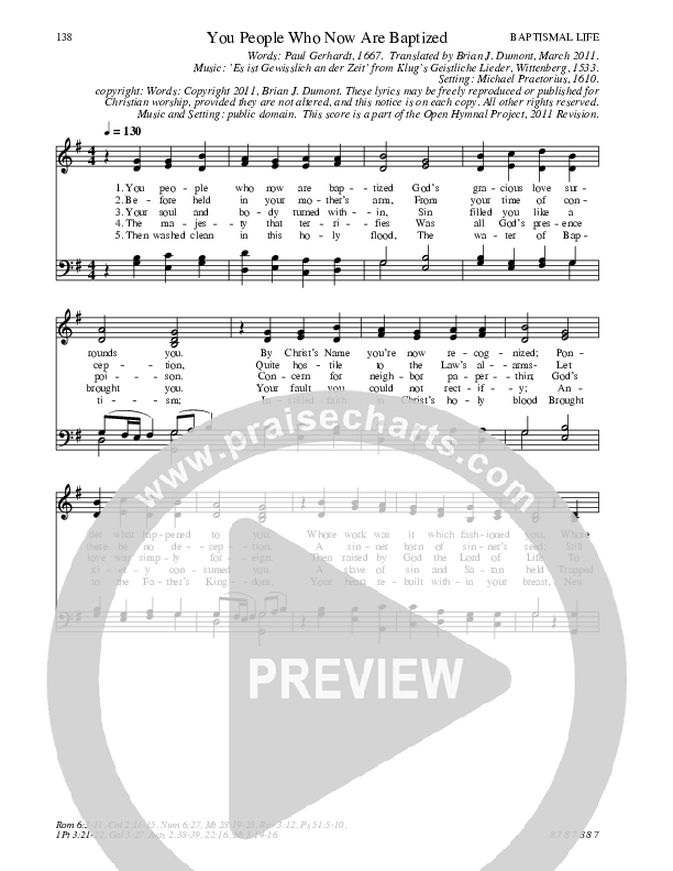 You People Who Now Are Baptized Hymn Sheet (SATB) (Traditional Hymn)