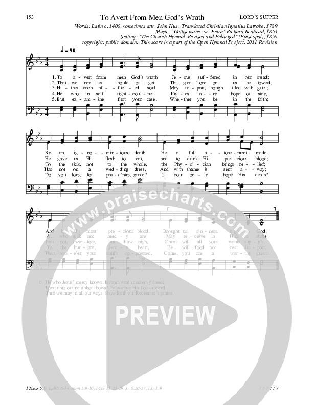 To Avert From Men God’s Wrath Hymn Sheet (SATB) (Traditional Hymn)