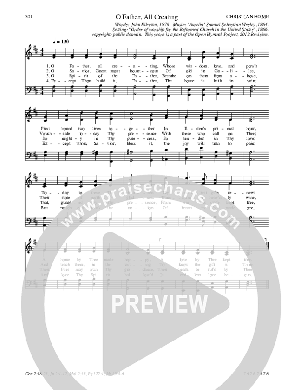 O Father All Creating Hymn Sheet (SATB) (Traditional Hymn)