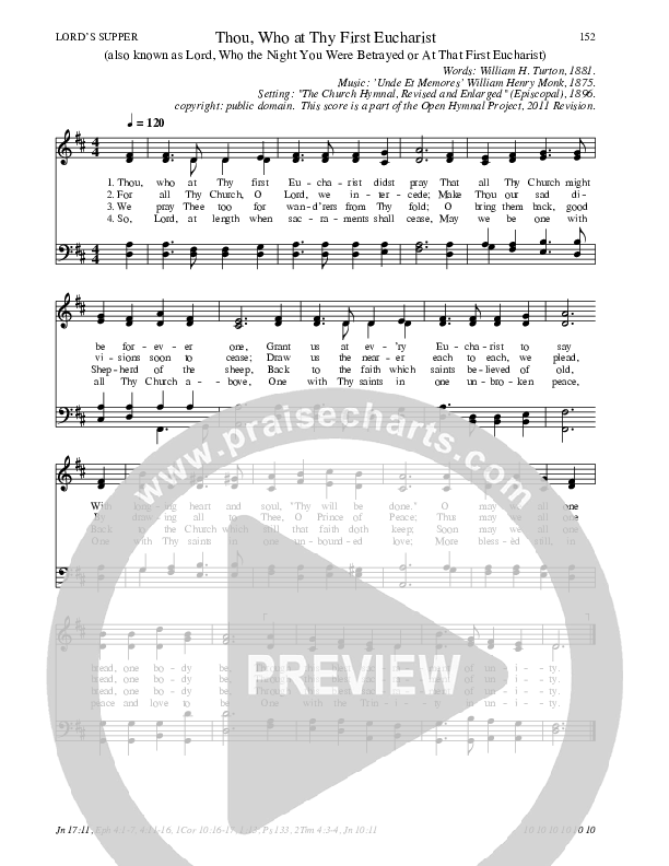 Thou Who At Thy First Eucharist Hymn Sheet (SATB) (Traditional Hymn)