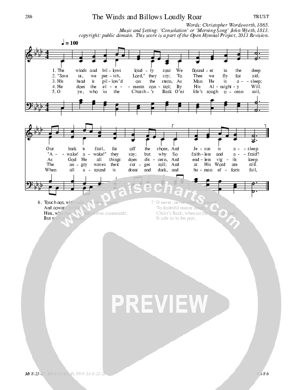 The Winds And Billows Loudly Roar Hymn Sheet (SATB) (Traditional Hymn)