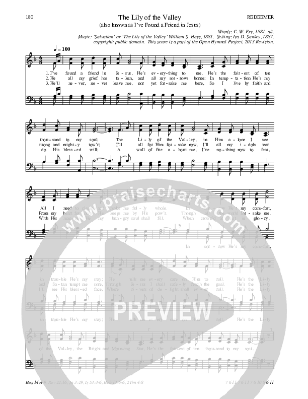 The Lily Of The Valley Hymn Sheet (SATB) (Traditional Hymn)