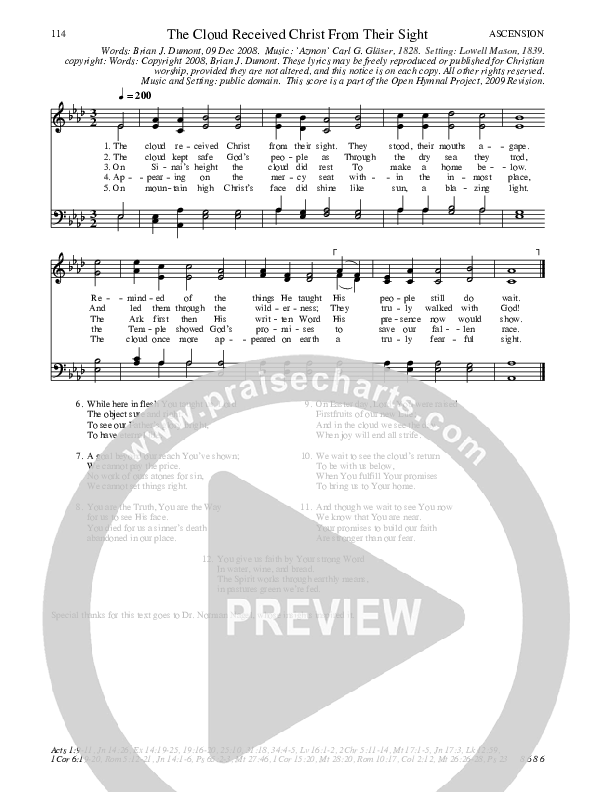 The Cloud Received Christ From Their Sight Hymn Sheet (SATB) (Traditional Hymn)