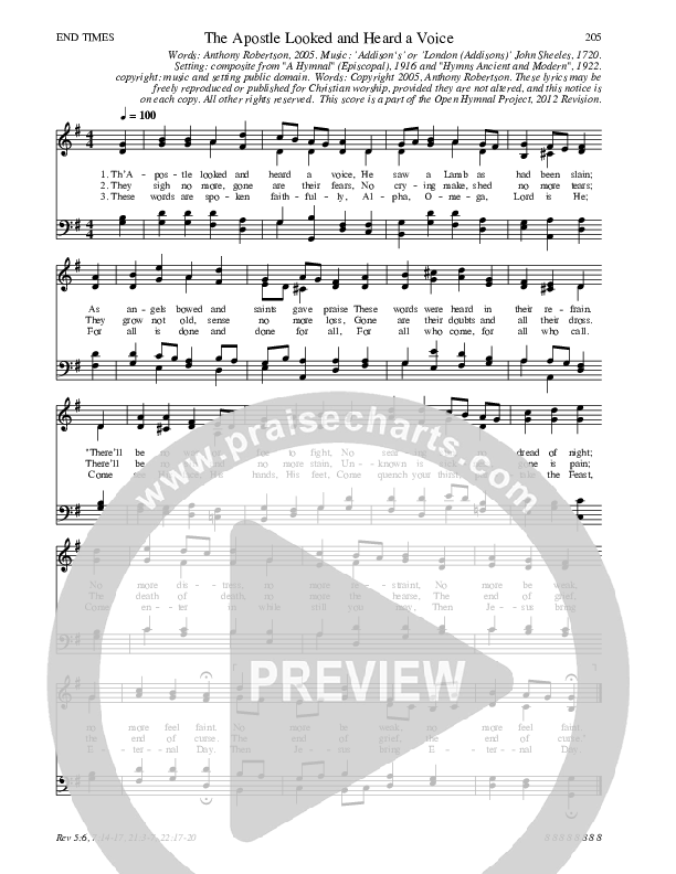 The Apostle Looked And Heard A Voice Hymn Sheet (SATB) (Traditional Hymn)