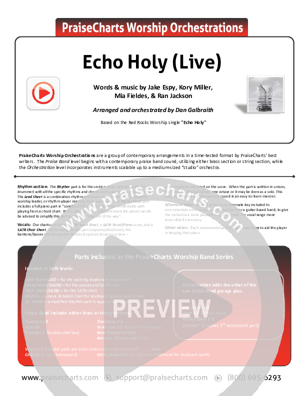 Echo Holy Cover Sheet (Red Rocks Worship)