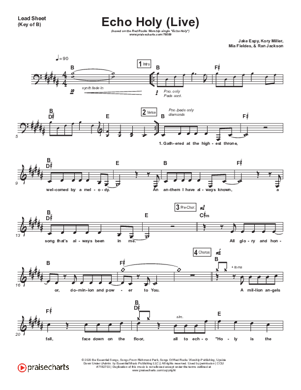 Echo Holy Lead Sheet (Melody) (Red Rocks Worship)