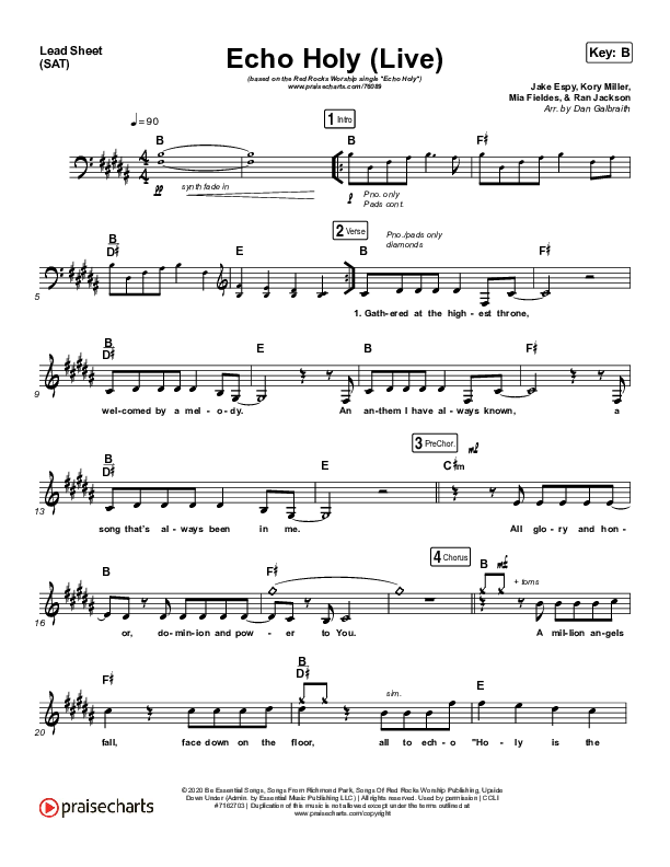 Echo Holy Lead Sheet (SAT) (Red Rocks Worship)