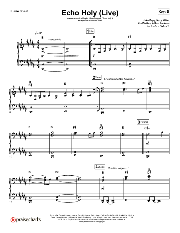 Echo Holy Piano Sheet (Red Rocks Worship)