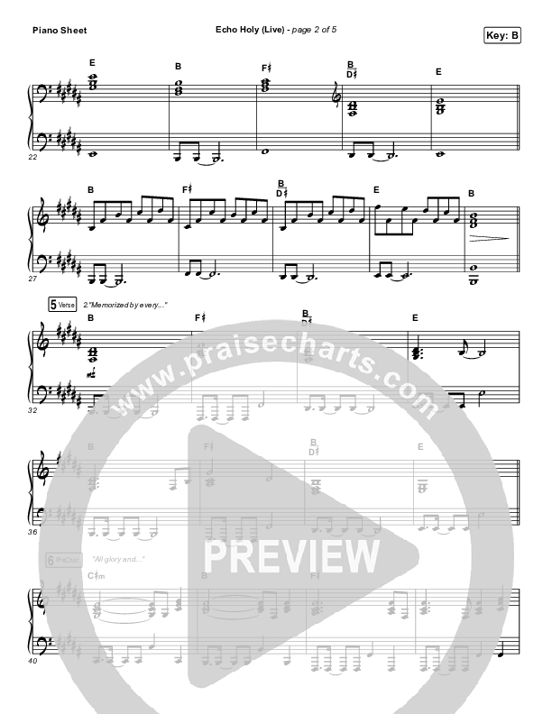 Echo Holy Piano Sheet (Red Rocks Worship)