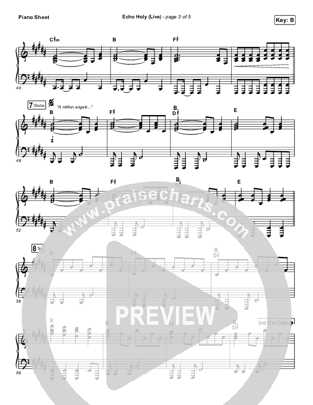 Echo Holy Piano Sheet (Red Rocks Worship)