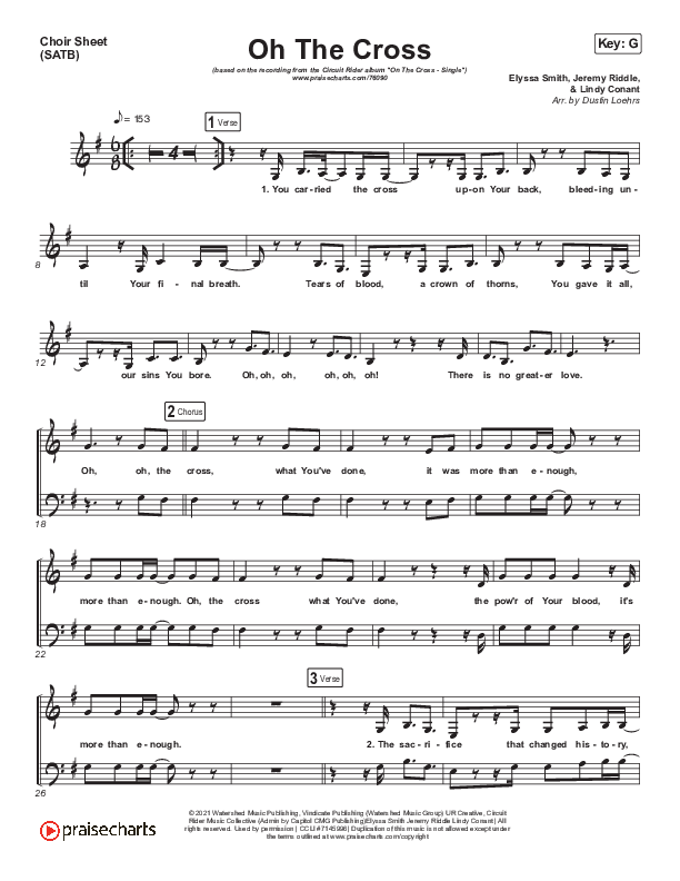 Oh The Cross Choir Vocals (SATB) (Circuit Rider Music)
