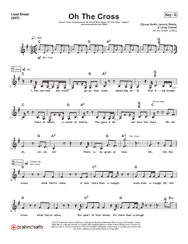 Oh The Cross Lead Sheet (SAT) (Circuit Rider Music)