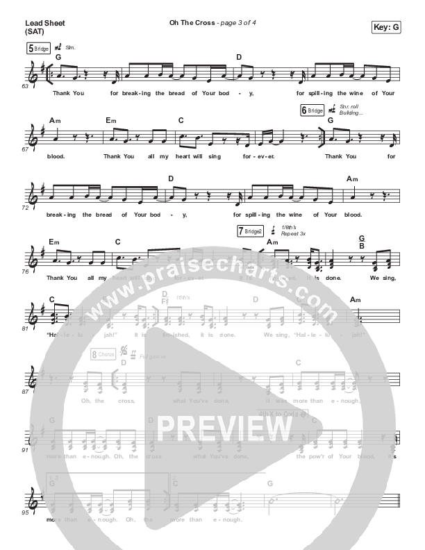 Oh The Cross Lead Sheet (SAT) (Circuit Rider Music)