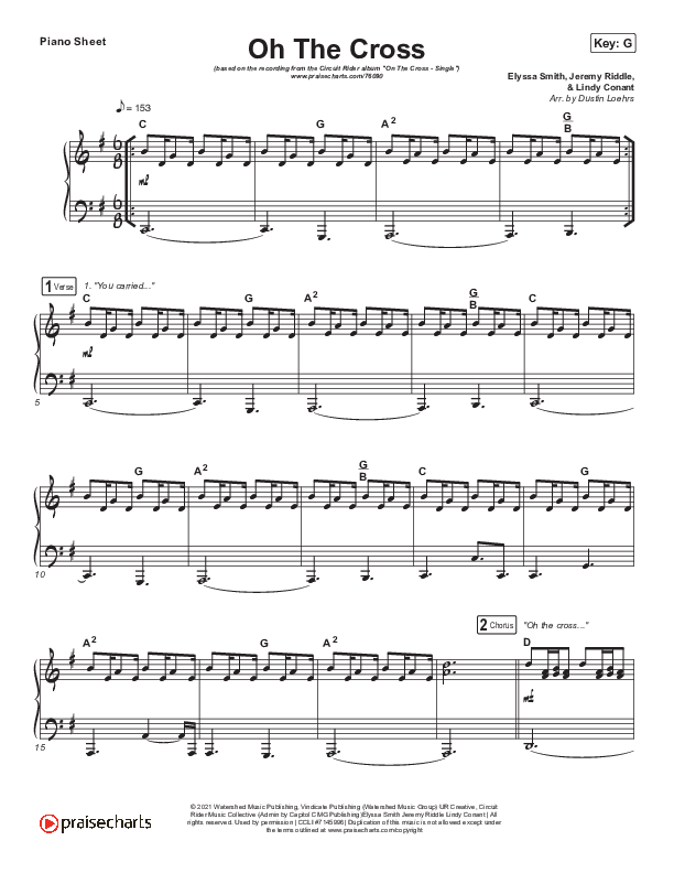 Oh The Cross Piano Sheet (Circuit Rider Music)