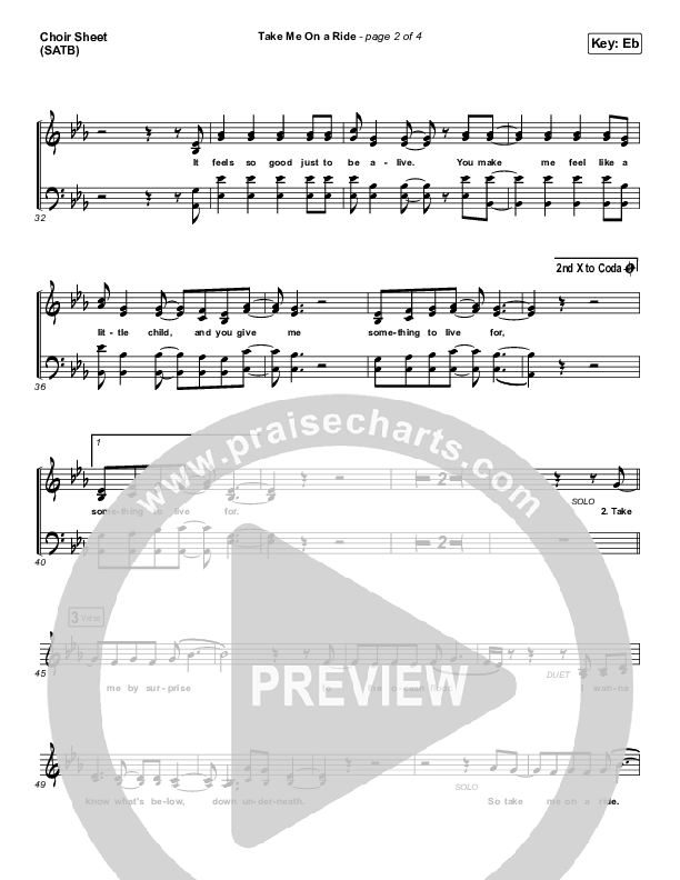 Take Me On A Ride Choir Sheet (SATB) (We The Kingdom)