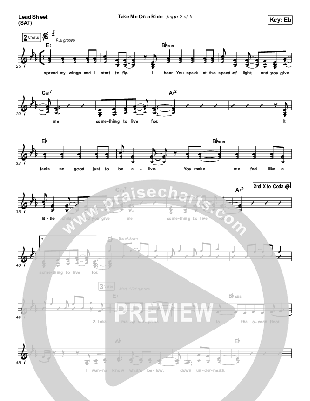 Take Me On A Ride Lead Sheet (SAT) (We The Kingdom)