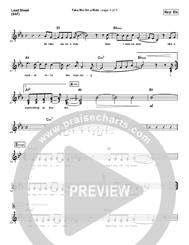 Take Me On A Ride Lead Sheet (SAT) (We The Kingdom)
