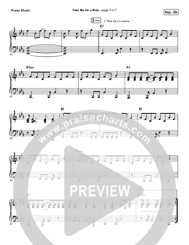 Take Me On A Ride Piano Sheet (We The Kingdom)