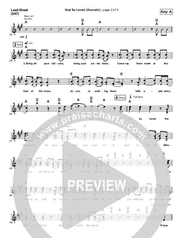 God So Loved (Acoustic) Lead Sheet (SAT) (We The Kingdom)
