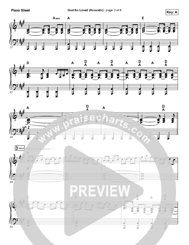 God So Loved (Acoustic) Piano Sheet (We The Kingdom)