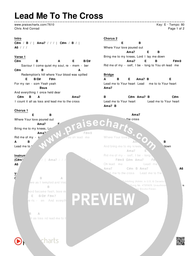 Lead Me To The Cross Chords Chris And Conrad Praisecharts lead me to the cross chords chris and