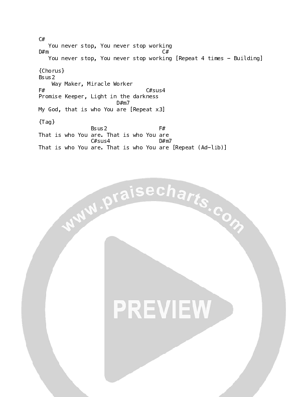 Way Maker (Abres Caminos) Chord Chart (REVERE / David & Nicole Binion / Phil Thompson)