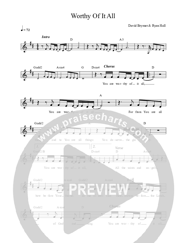 Worthy Of It All Lead Sheet (REVERE / Bri Babineaux)
