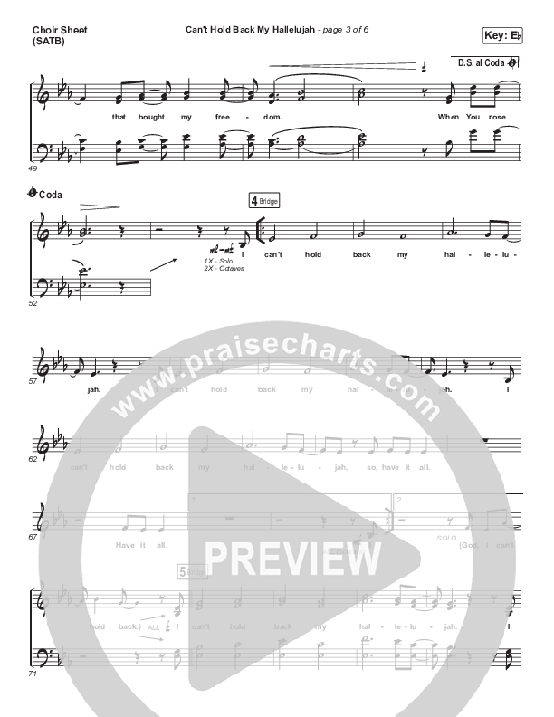 Can’t Hold Back My Hallelujah Choir Vocals (SATB) (Brittani Scott)