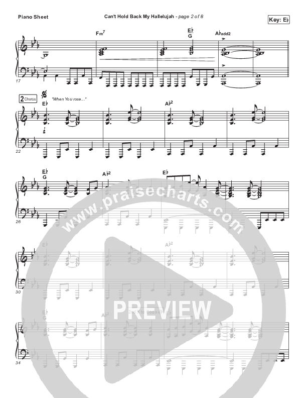 Can’t Hold Back My Hallelujah Piano Sheet (Brittani Scott)